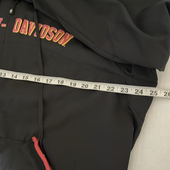 Harley Davidson Windbreaker Womens Size 2X Black Full Zip Pockets Hood Biker - Picture 4 of 16